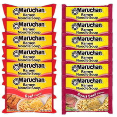 Maruchan Ramen Instant Noodle Soup Variety, 2 Flavors - 6 Packs Beef & 6 Packs Roast Beef, 3 Ounce Single Servings