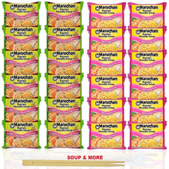 Maruchan Ramen Instant Noodle Soup Variety, 2 Flavors - 12 Packs Lime Chili Shrimp & 12 Packs Chili
