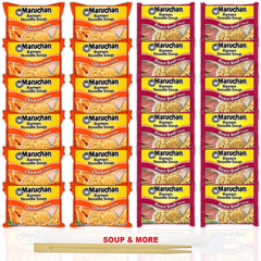 Maruchan Ramen Instant Noodle Soup Variety, 2 Flavors - 12 Packs Chicken & 12 Packs Roast Beef