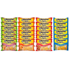 Maruchan Ramen Instant Noodle Soup 24 Packs, 4 Flavors - 6 Pack Soy Sauce, 6 Pack Beef, 6 Pack Chicken, 6 Pack Lime Chili Shrimp