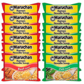 Maruchan Ramen Instant Noodle Soup Variety, 2 Flavors - 6 Packs Beef & 6 Packs Chili, 3 Ounce Single Servings