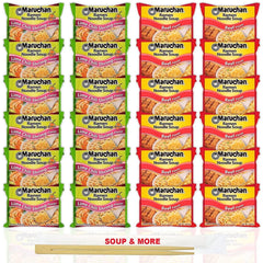 Maruchan Ramen Instant Noodle Soup Variety, 2 Flavors - 12 Packs Lime Chili Shrimp & 12 Packs Beef