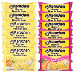 Maruchan Ramen Instant Noodle Soup Variety, 2 Flavors - 6 Packs Creamy Chicken & 6 Packs Shrimp, 3 Ounce Single Servings