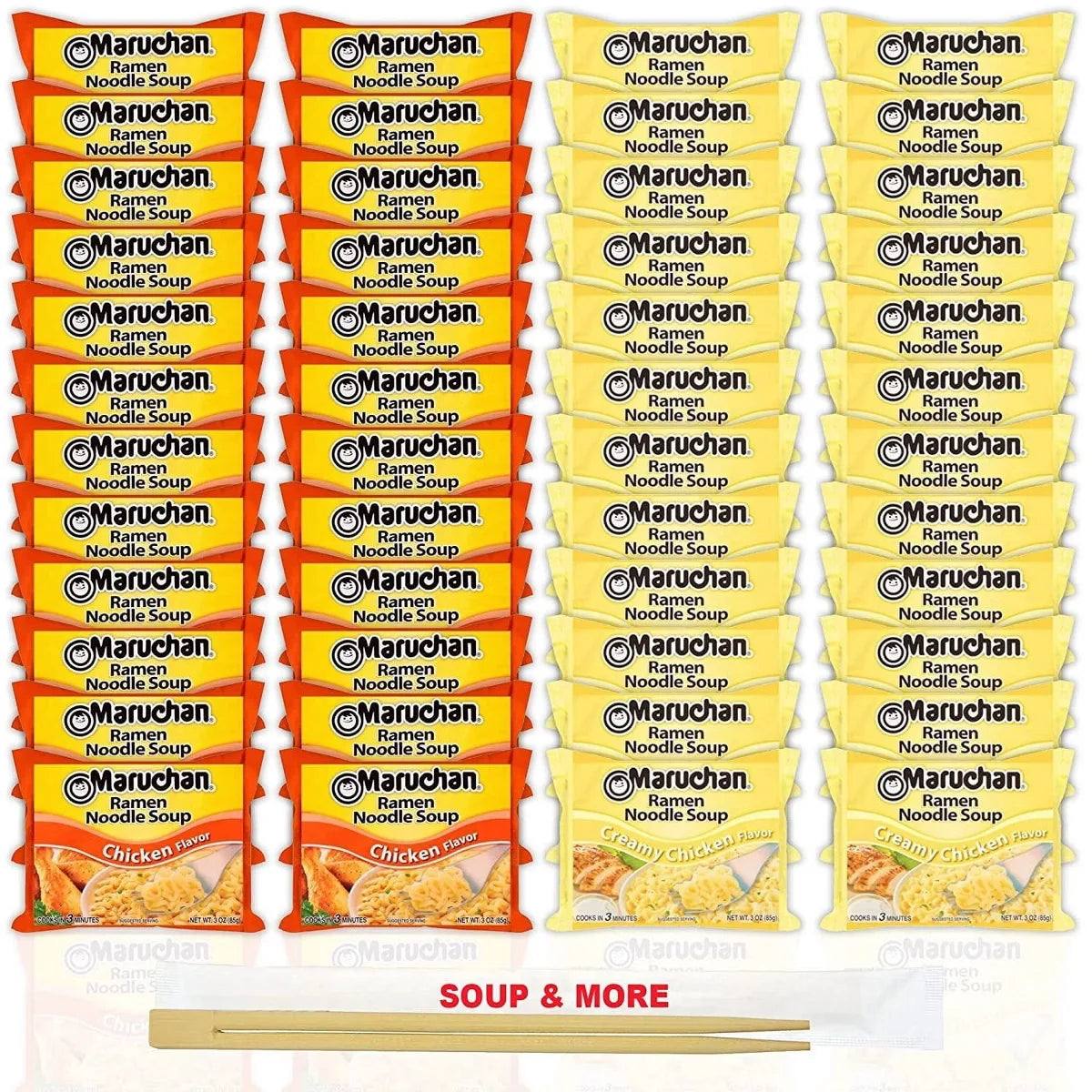 Maruchan Ramen Instant Noodle Soup - 2 Flavors - 24 Packs Chicken & 24 Packs Creamy Chicken