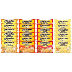 Maruchan Ramen Instant Noodle Soup 24 Packs, 4 Flavors - 6 Pack Beef, 6 Pack Roast Chicken , 6 Pack Creamy Chicken , 6 Pack Chicken