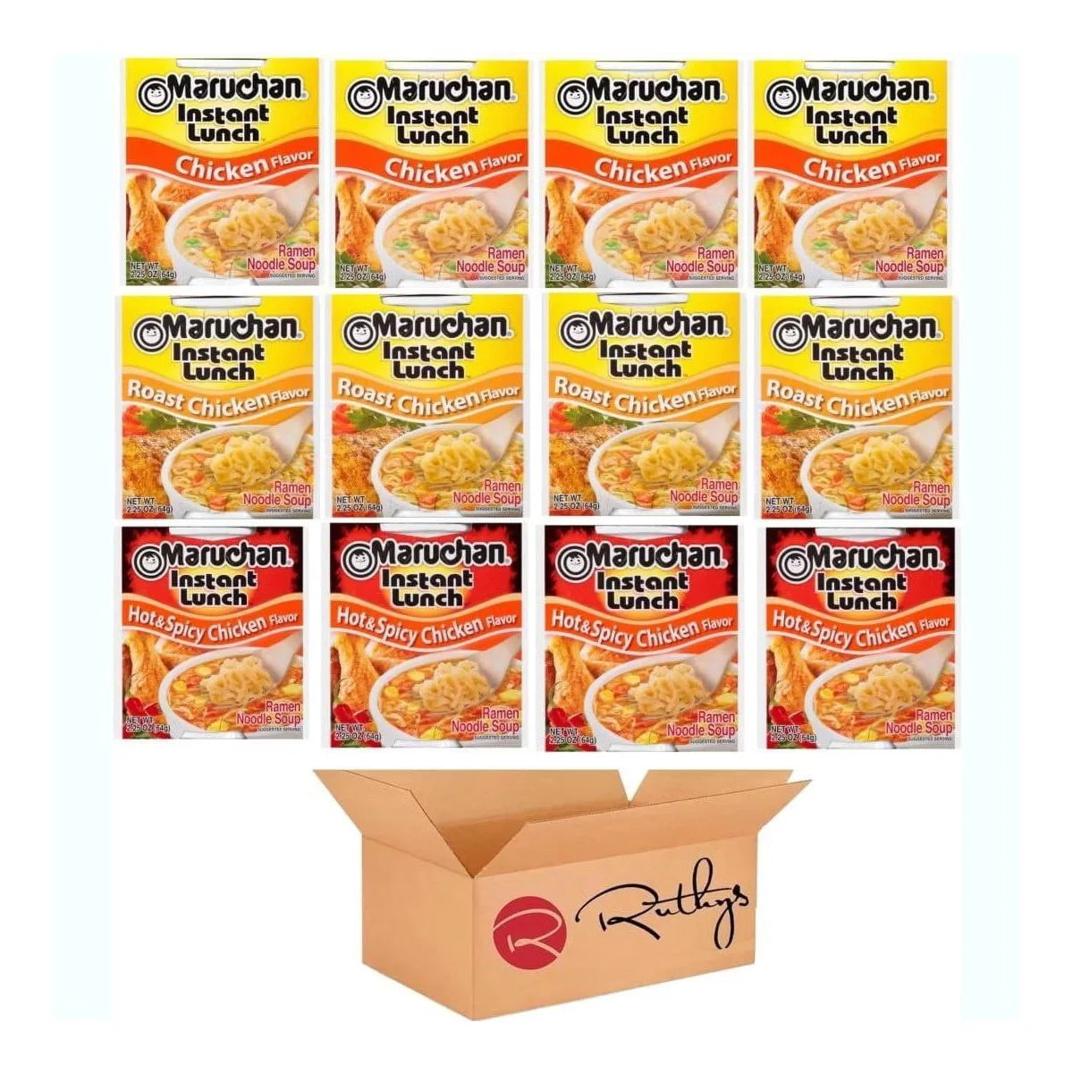 Maruchan Ramen Noodle Cup Soup Instant Lunch Variety 12 Count - 3 Flavors - Mix 9