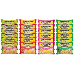 Maruchan Ramen Instant Noodle Soup Mix 24 Packs, 4 Flavors - 6 Beef, 6 Lime Chili Shrimp, 6 Chilli, 6 Shrimp