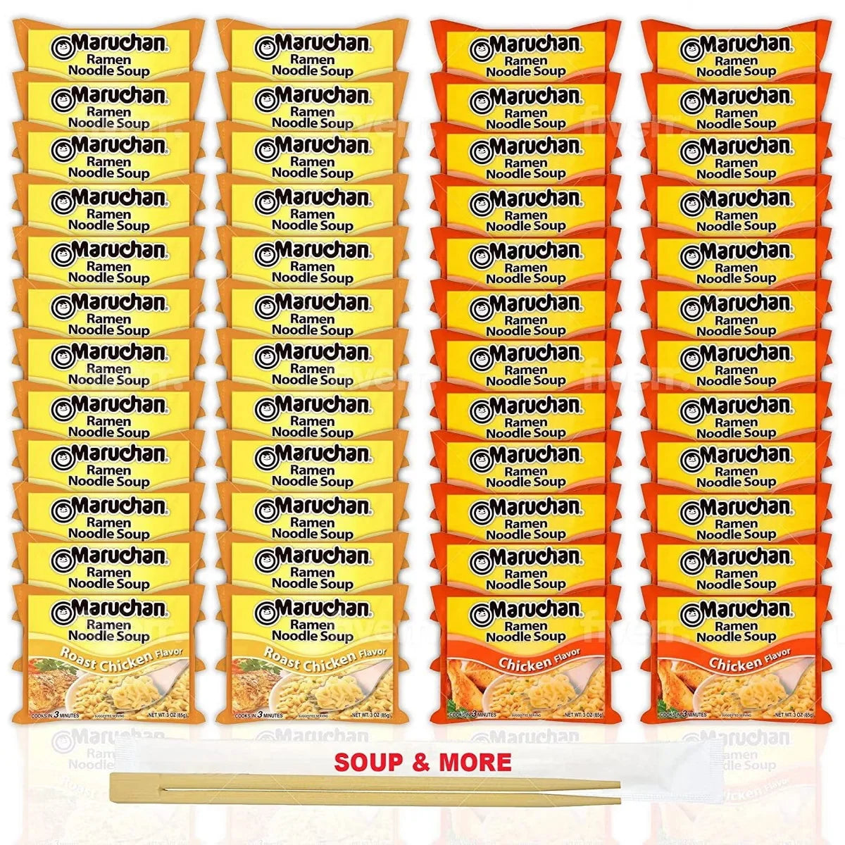Maruchan Ramen Instant Noodle Soup - 2 Flavors - 24 Packs Roast Chicken & 24 Packs Chicken