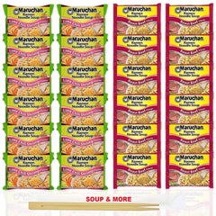 Maruchan Ramen Instant Noodle Soup Variety, 2 Flavors - 12 Packs Lime Chili Shrimp & 12 Packs Roast Beef