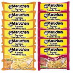 Maruchan Ramen Instant Noodle Soup Variety, 2 Flavors - 6 Packs Chicken & 6 Packs Roast Beef, 3 Ounce Single Servings