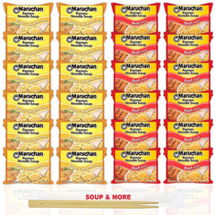 Maruchan Ramen Instant Noodle Soup Variety, 2 Flavors - 12 Packs Roast Chicken & 12 Packs Beef