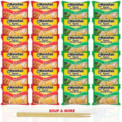 Maruchan Ramen Instant Noodle Soup Variety, 2 Flavors - 12 Packs Beef & 12 Packs Chili