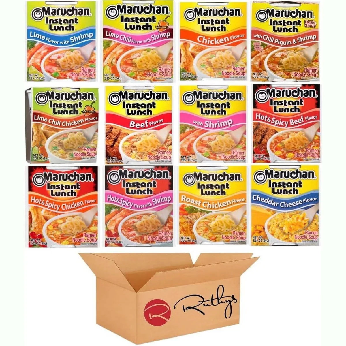 Maruchan Ramen Noodle Cup Soup Instant Lunch Variety 12 Flavors - Mix 1