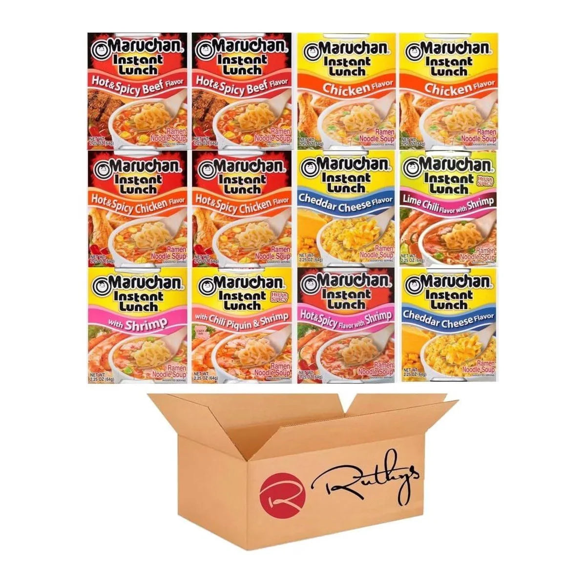 Maruchan Ramen Noodle Cup Soup Instant Variety 12 Count - Assorted Flavors Mix 10