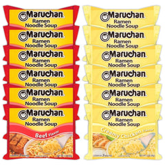 Maruchan Ramen Instant Noodle Soup Variety, 2 Flavors - 6 Packs Beef & 6 Packs Creamy Chicken, 3 Ounce Single Servings