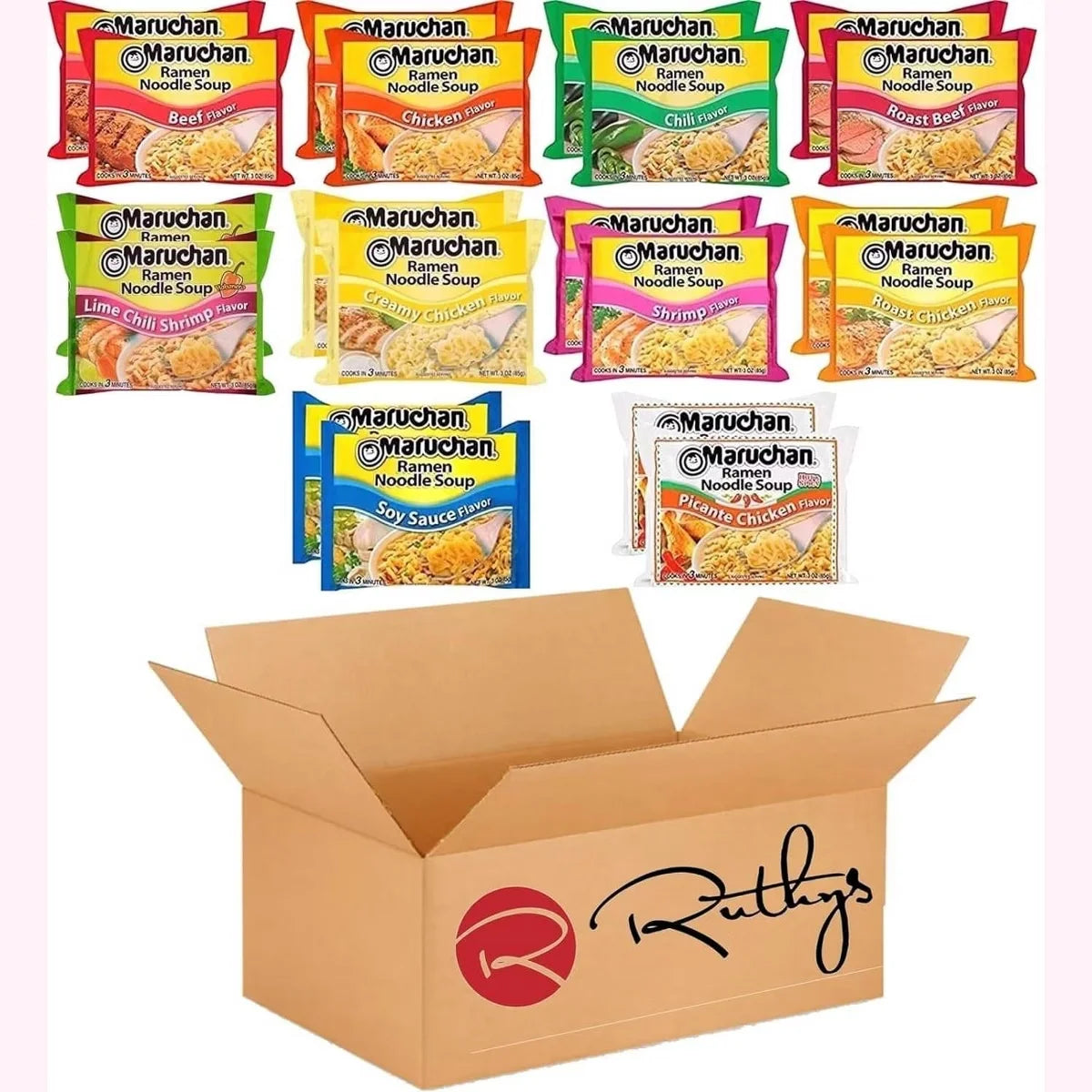Maruchan Ramen Noodle Soup Variety Pack MIx, 10 Flavors, 3 Ounce, 2 of each Flavor, Total 20 Packages
