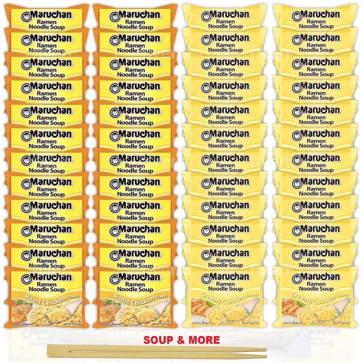 Maruchan Ramen Instant Noodle Soup - 2 Flavors - 24 Packs Roast Chicken & 24 Packs Creamy Chicken