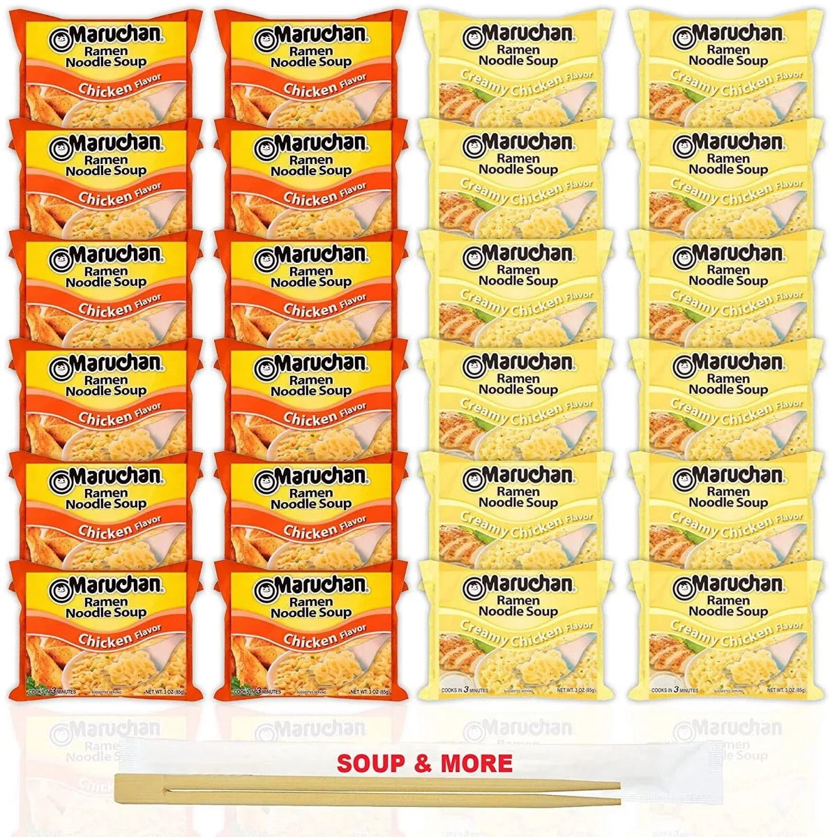 Maruchan Ramen Instant Noodle Soup Variety, 2 Flavors - 12 Packs Chicken & 12 Packs Creamy Chicken