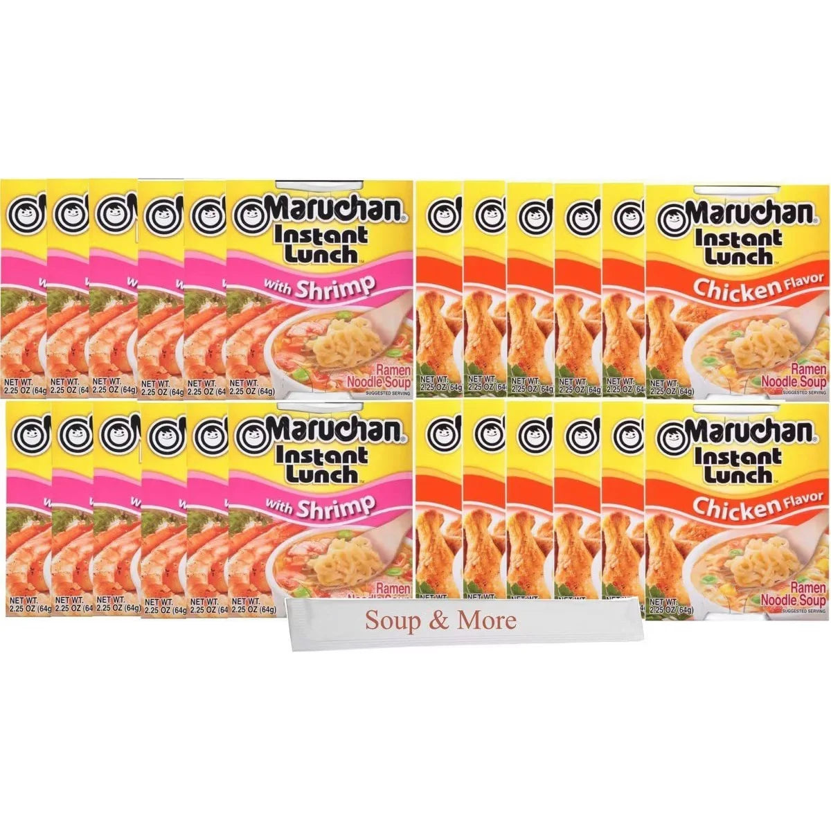 Maruchan Ramen Cup Noodles Instant 24 Count - 12 Shrimp cups & 12 Chicken cups , 2 Flavors