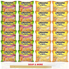 Maruchan Ramen Instant Noodle Soup Variety, 2 Flavors - 12 Lime Chili Shrimp & 12 Roast Chicken