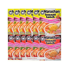Maruchan Ramen Instant Cup Noodles 12 Count - 6 Hot & Spicy Shrimp & 6 Lime Chili Shrimp