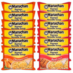 Maruchan Ramen Instant Noodle Soup Variety, 2 Flavors - 6 Packs Chicken & 6 Packs Beef, 3 Ounce Single Servings
